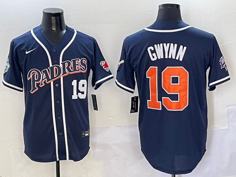 Men San Diego Padres #19 Gwynn Blue Game Nike 2025 MLB Jersey style 1->san diego padres->MLB Jersey